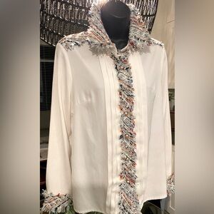 Ladies blouse with tweed accents , so pretty !